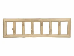 Vente-unique Perchero|Perchero 6 ganchos de madera de teca - Ancho 70 x Prof. 11 x Alt. 20 cm - Color: natural - LIPALIA