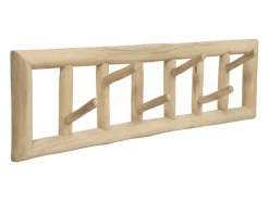 Vente-unique Perchero|Perchero 6 ganchos de madera de teca - Ancho 70 x Prof. 11 x Alt. 20 cm - Color: natural - LIPALIA
