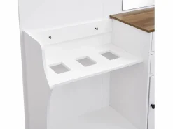 OKWISH Perchero con 2 cajones de almacenamiento, espejo, ganchos y paragüero Blanco Outlet