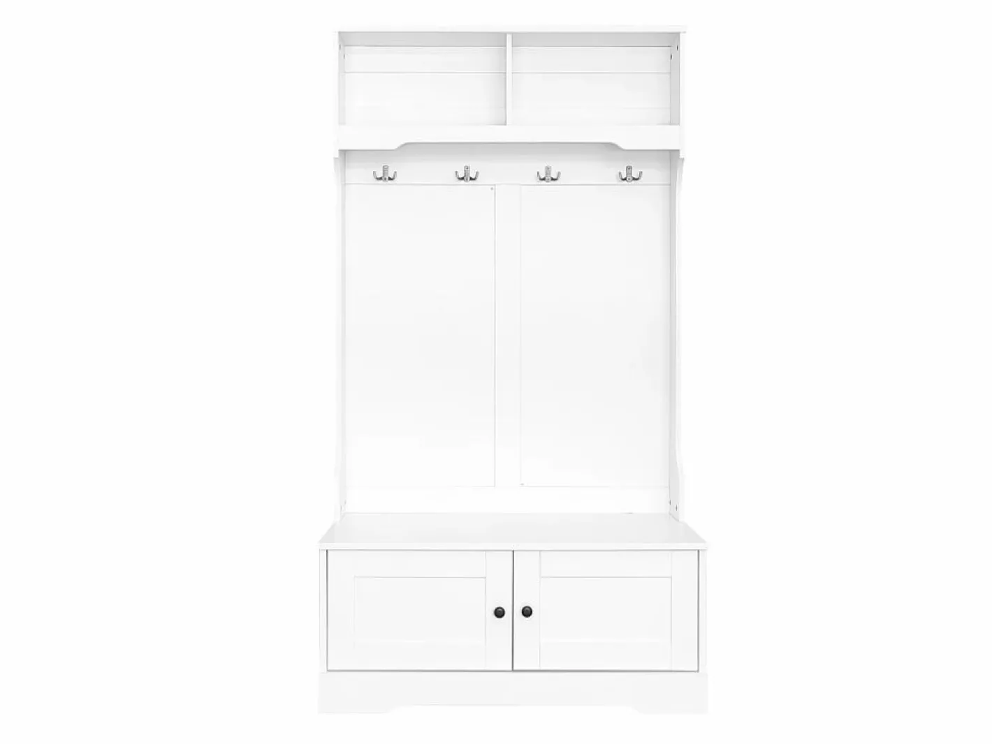OKWISH Armario De Entrada|Perchero con 4 ganchos y 2 puertas de almacenamiento – Para recibidores y pasillos