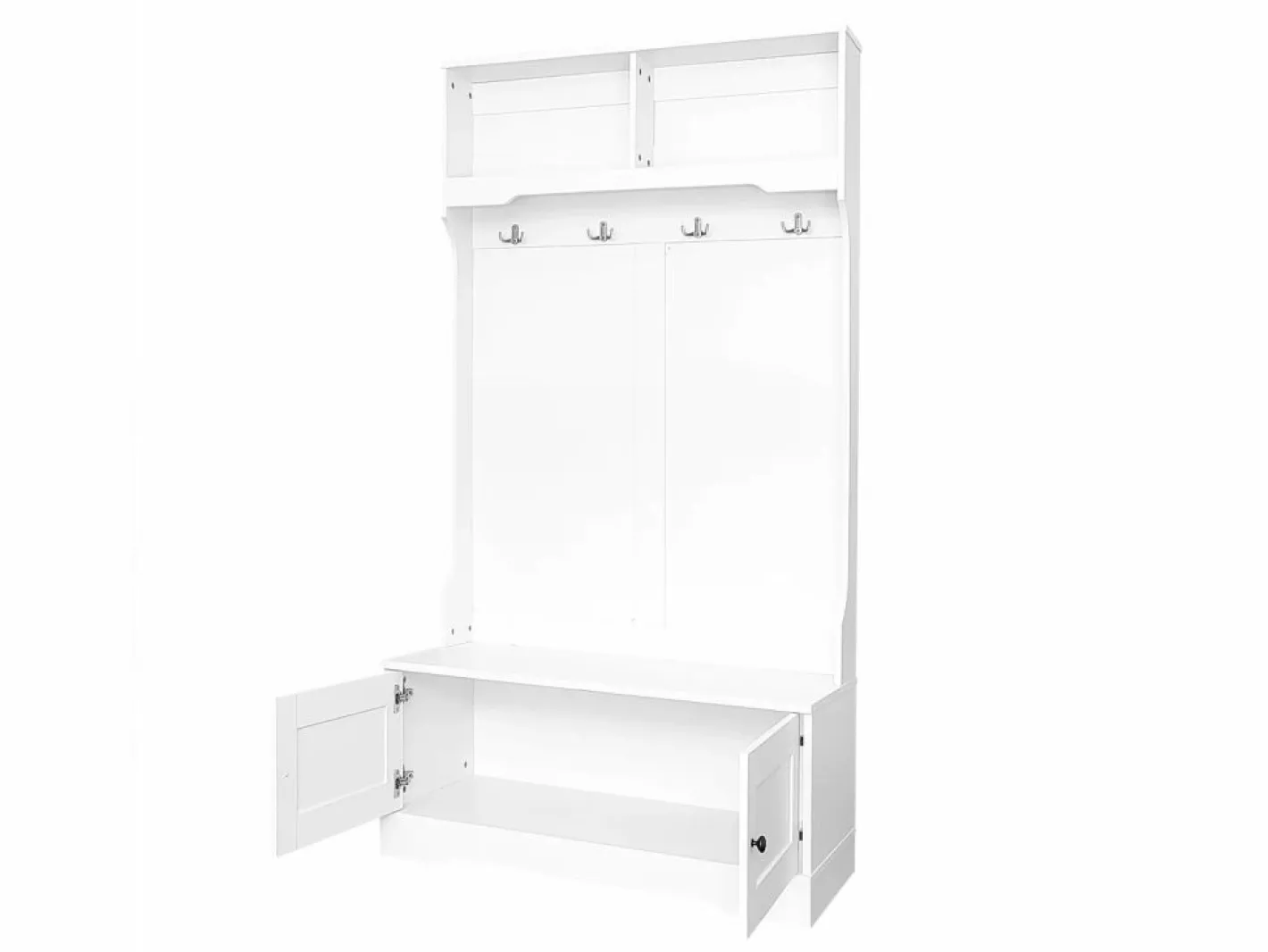 OKWISH Armario De Entrada|Perchero con 4 ganchos y 2 puertas de almacenamiento – Para recibidores y pasillos