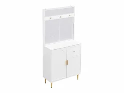 Perchero con 2 puertas y 1 cajón de almacenaje, tiradores y patas dorados^OKWISH Hot