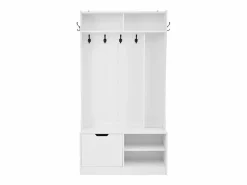 OKWISH Perchero|Perchero con 1 puerta, 4 compartimentos abiertos y 6 ganchos