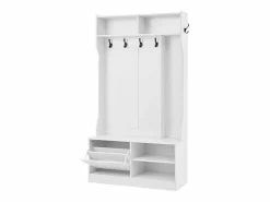 OKWISH Perchero|Perchero con 1 puerta, 4 compartimentos abiertos y 6 ganchos