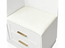 OKWISH Perchero con espejo, 1 cajón y 3 puertas – para entradas y pasillos Blanco Hot