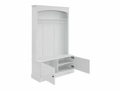 Perchero de 2 puertas - Guardarropa con barra y estantes abiertos - Estantes regulables Blanco New