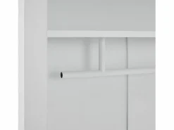 Perchero de 2 puertas - Guardarropa con barra y estantes abiertos - Estantes regulables Blanco New