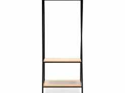 VS Venta-stock Perchero Carla 2 estantes 1 barra, color roble/negro, 150 cm altura Color natural oscuro Sale