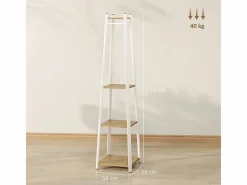 Perchero con 8 ganchos, 4 niveles, acero pintado, blanco, estable y versátil (34x34x170cm)^ Online