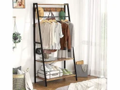 Burro Para Ropa|Perchero con dos estantes Armario de entrada estilo industrial Perchero H182cm