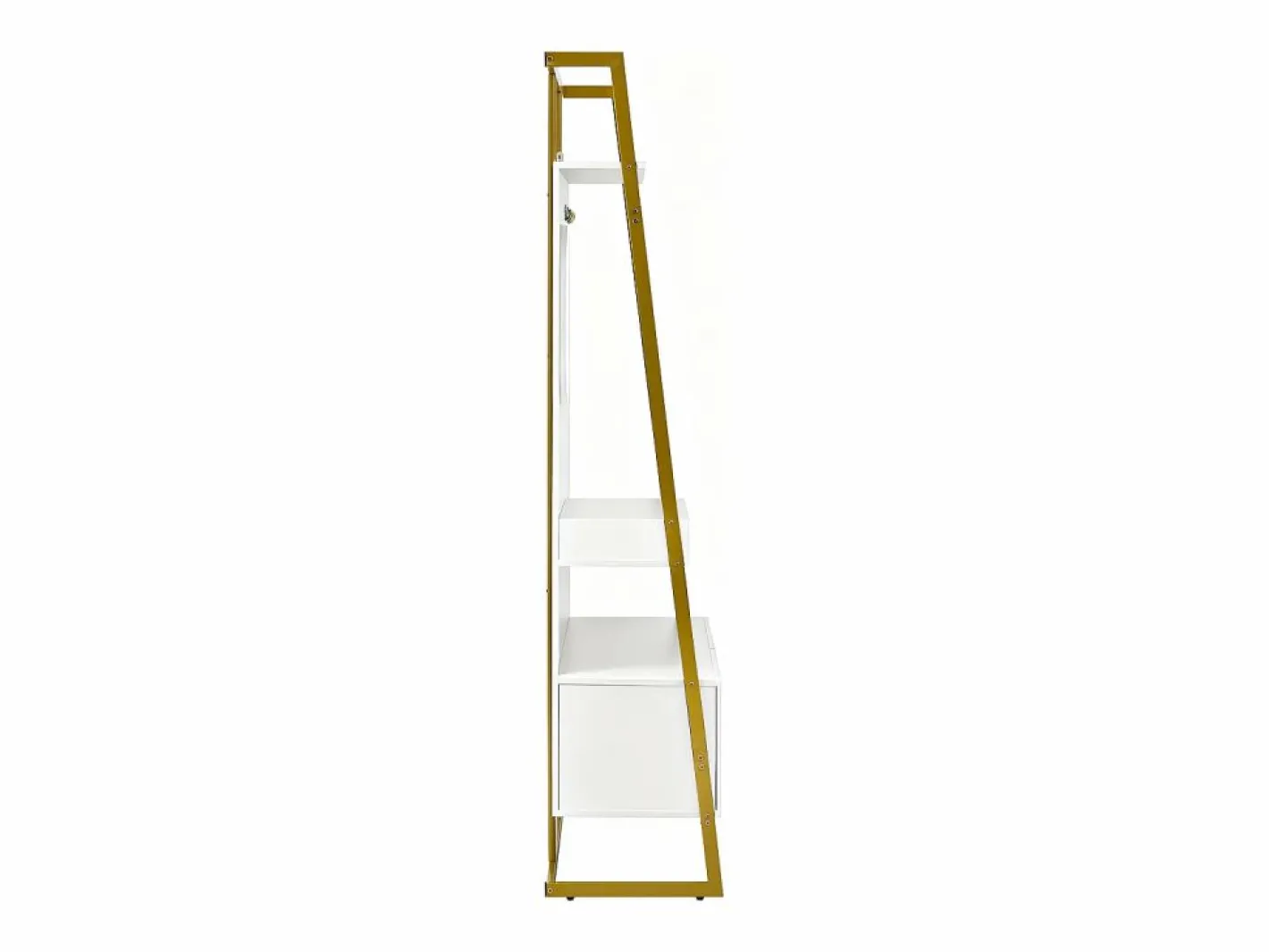 Perchero con zapatero de dos puertas, ganchos metálicos y espejo - y dorado^OKWISH Best