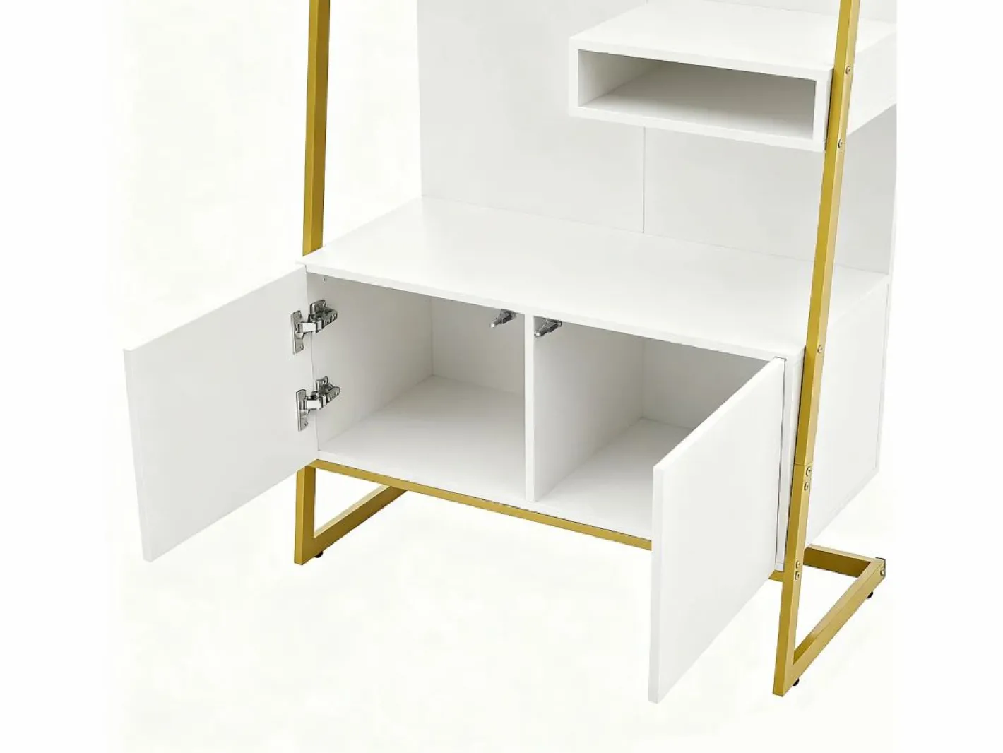 Perchero con zapatero de dos puertas, ganchos metálicos y espejo - y dorado^OKWISH Best