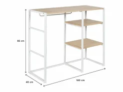 Perchero de buhardilla KADRA 100x85cm con armario y estantes Blanco