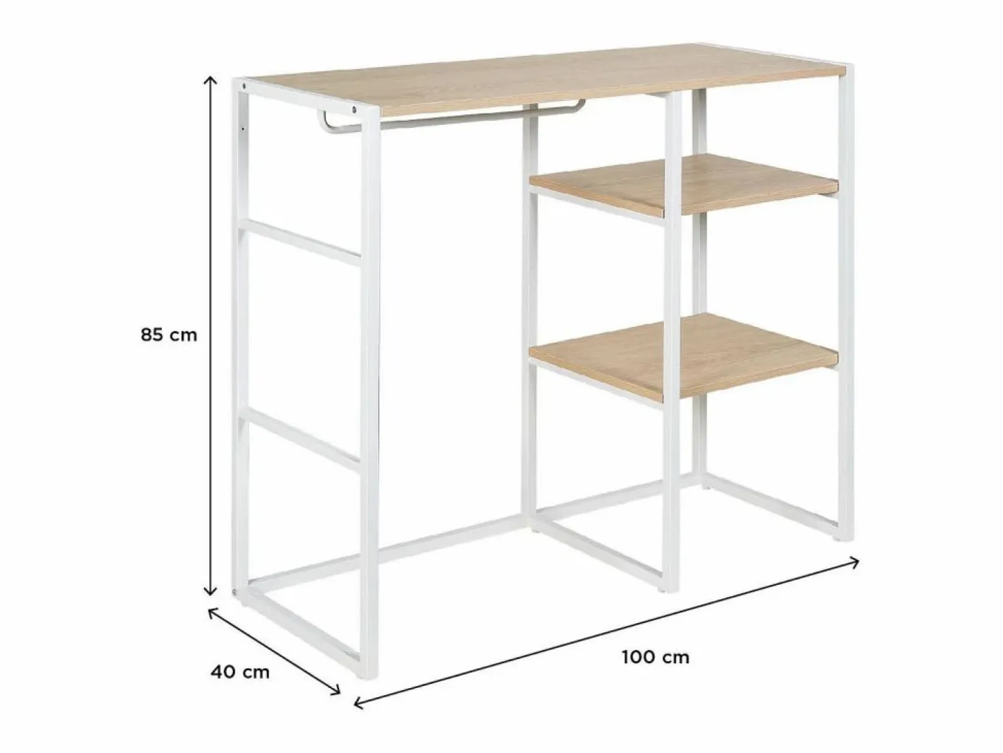 Perchero de buhardilla KADRA 100x85cm con armario y estantes Blanco