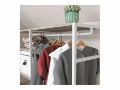 Perchero de buhardilla KADRA 100x85cm con armario y estantes Blanco