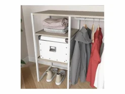 Perchero de buhardilla KADRA 100x85cm con armario y estantes Blanco