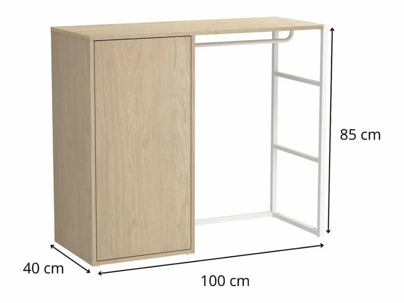 Burro Para Ropa|Perchero de buhardilla KADRA de 100 x 85 cm con armario y mueble de almacenaje