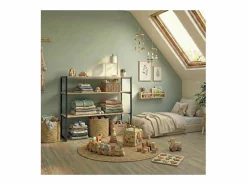 Perchero de buhardilla KADRA 100x85cm con estantes Negro Clearance