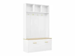Perchero de entrada con banco, 4 ganchos y 2 puertas 105×40×180 cm^Hauss Spole Best