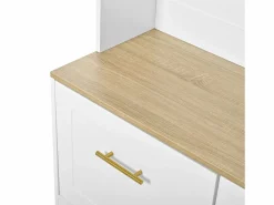 Perchero de entrada con banco, 4 ganchos y 2 puertas 105×40×180 cm^Hauss Spole Best