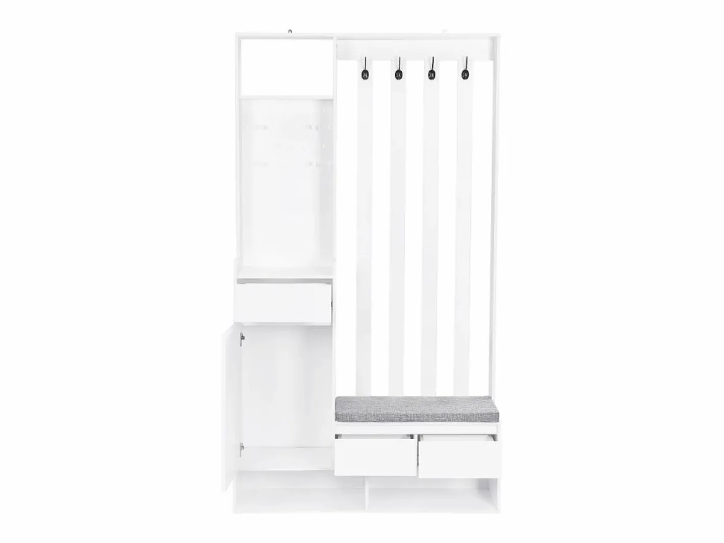 Perchero de entrada con banco acolchado, 4 ganchos y espacio de almacenamiento^OKWISH Clearance