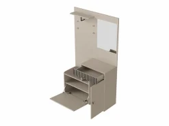 OKWISH Perchero|Perchero de entrada con banco para zapatos y espejo, espacio de almacenamiento - Beige Gris