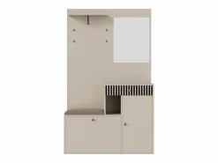 OKWISH Perchero|Perchero de entrada con banco para zapatos y espejo, espacio de almacenamiento - Beige Gris