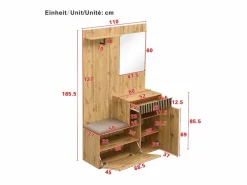 OKWISH Perchero|Perchero de entrada con banco para zapatos y espejo, espacio de almacenamiento - Natural