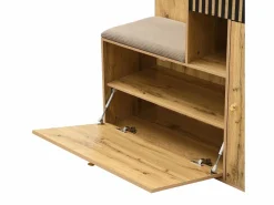 OKWISH Perchero|Perchero de entrada con banco para zapatos y espejo, espacio de almacenamiento - Natural