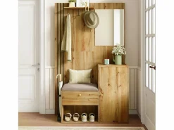 OKWISH Perchero|Perchero de madera con banco para zapatos, espejo y paragüero - para pasillos y entradas