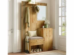 OKWISH Perchero|Perchero de madera con banco para zapatos, espejo y paragüero - para pasillos y entradas