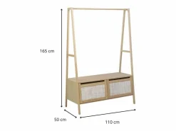 Perchero de madera y ratán A110 x A165 cm ARKA Roble Color natural claro Online