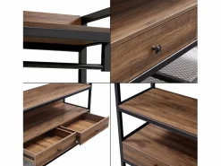 Helloshop26 Burro Para Ropa|Perchero de metal y MDF 180 x 120 x 40 cm efecto nogal 03_0008138