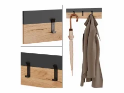 Vicco Perchero|Perchero de pared antracita/roble dorado 60x1.6x15 orlando