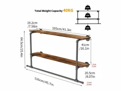 Fativo Burro Para Ropa|Perchero de pared con estantes, barra para colgar ropa, perchero de diseño 116x20,5x64,5cm