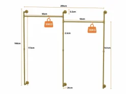 Burro Para Ropa|Perchero de pared de metal , barra para colgar ropa, 205x190cm
