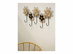 Perchero de Pared Flores 1, Marrón, 61x5,5x30,5 cm, Kendra Home Negro Sale