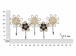 Perchero de Pared Flores 1, Marrón, 61x5,5x30,5 cm, Kendra Home Negro Sale
