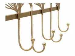 Perchero|Perchero de Pared Hoja 8, Oro, 66,2x6x26,3 cm, Kendra Home