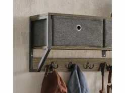 Perchero de Pared para Pasillo, Guardarropa, Estante de Pared con 3 Cestas y 7 Ganchos Dobles Estilo iIndustrial 100 x 20 x 30 cm FHK26-N ES^Sobuy New