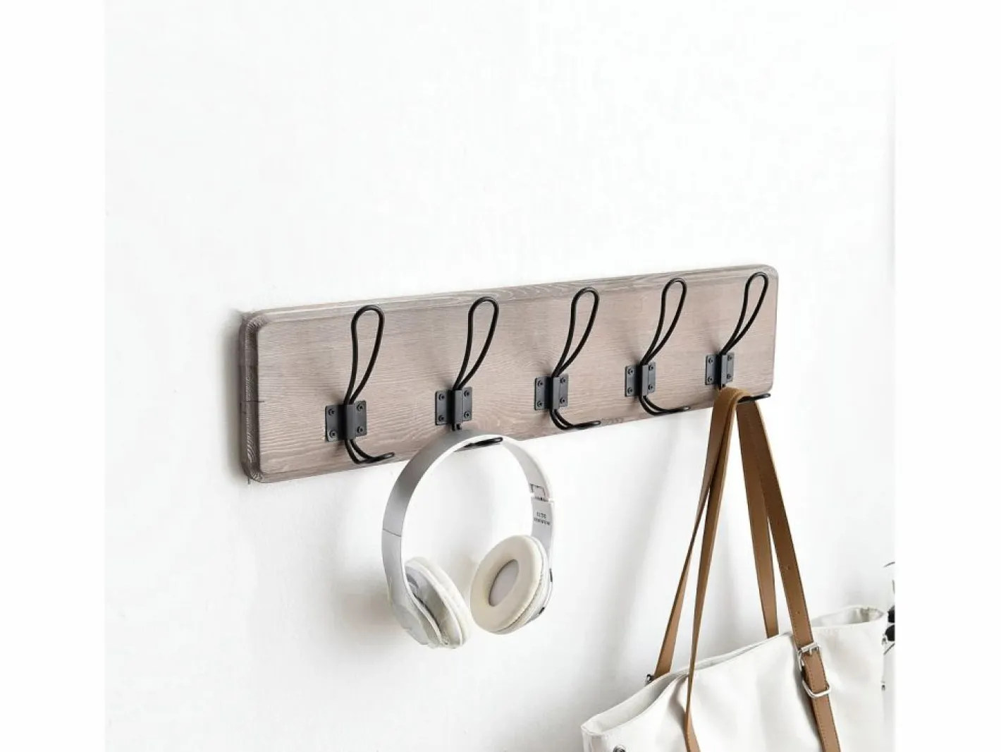 VS Venta-stock Perchero de pared Xica de madera Gris