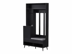 OKWISH Perchero de pasillo con banco tapizado, 4 ganchos, 2 cajones - - 100x35x180 cm Negro New