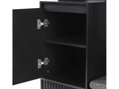 OKWISH Perchero de pasillo con banco tapizado, 4 ganchos, 2 cajones - - 100x35x180 cm Negro New