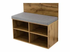 Perchero de pasillo con banco para zapatos y barra para ropa, estantes ajustables - Natural^OKWISH New