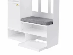 Perchero de pasillo con banco tapizado, 4 ganchos, cajones y puertas - - 100x35x180 cm^OKWISH Best