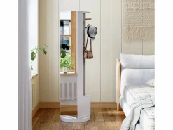 Perchero de pie de madera maciza con cajón para espejo y sombrero –^ Outlet