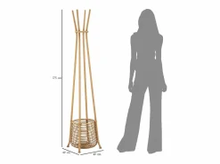 Perchero de pie en ratán con paragüero 49x175 cm Panama Marru00f3n New