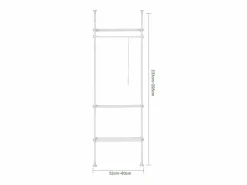 Perchero de Ropa Telescópico Altura Ajustable 233-300 cm,Perchero Extensible con 1 Barras y 3 baldas KLS07-W ES^Sobuy