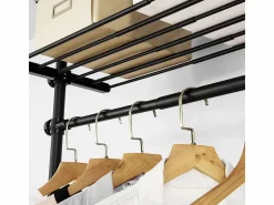 Sobuy Perchero de Ropa Telescópico Altura Ajustable 233-300 cm,Perchero Extensible con 1 Barras y 3 baldas KLS07-SCH ES Negro Best