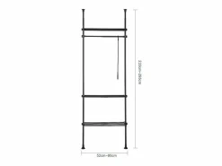 Sobuy Perchero de Ropa Telescópico Altura Ajustable 233-300 cm,Perchero Extensible con 1 Barras y 3 baldas KLS07-SCH ES Negro Best